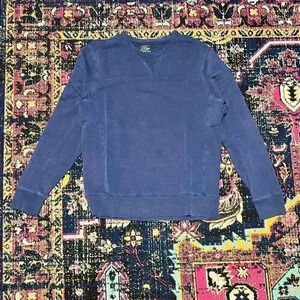 J Crew French Terry Garment Dyed V Stitch Crewneck Sweatshirt Men's XL Navy Blue